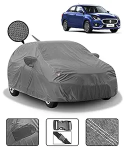 SPAIKO Car Polyester Body Cover for Maruti Dzire 2018-2020 with Mirror & Antenna Pockets & (Heavy Duty, Full Sized, Triple Stitched_Grey)