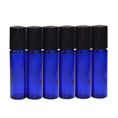 Wilotick 6 x 10 ml flacone in Vetro Blu Vetro Metallo Roller Bottiglie vuote Ricaricabili Rullo Roll on in Vetro per profumi siero lozione aromaterapia Olio Essenziale