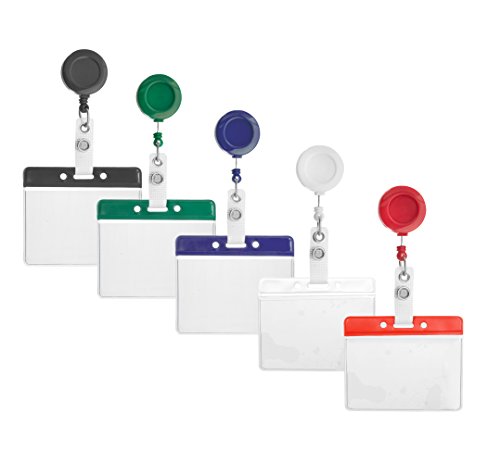 100 x Karteo   Funda para tarjeta y funda protectora con barras de color verde horizontalmente con portacredencial tipo yoyo verde