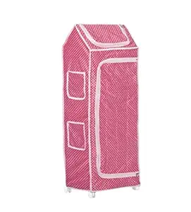 MDN Baby Multipurpose 5 Shelves Folding Wardrobe Plastic Plastic Baby almirah, Kids Wardrobe Cloth Organizer almirah Toy Box Closest Organizer (Pink)