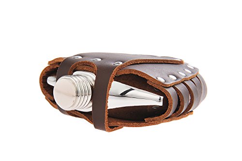 Quantum Abacus Premium Fiaschetta in Acciaio Inossidabile con Custodia in Vera Pelle, 145mll, Forma Unica, MOD. 1906 (DE)