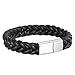 Produktbild LDUDU® Herren Armband geflochten Kunstleder mit Edelstahl-Verschluss Geschenk für Valentinstag, Gebutrstag, Schwarz