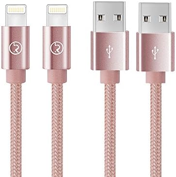 iPhone Cable Keything 2 Pack 6 Feet Nylon Braided Extra Long Lightning Cord to USB Charger for Apple iPhone 7/7Plus/6S/6S PLus/6/6 Plus,SE/5S/5,Ipad Air/Mini Ipod Nano/Touch (pink)