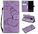 Produktbild Galaxy S9 Plus Hülle, Conber Lederhülle Handyhülle mit [Kostenlose Schutzfolie], PU Tasche Leder Flip Case Cover Emboss 69D Schmetterling Schutzhülle für SamsungGalaxy S9 Plus - Lila