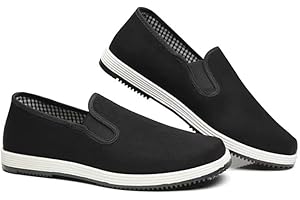 QHYNBRO Martial Art Tai Chi Kung Fu Shoes Chinese Traditional Old Beijing Unisex Rubber Sole Canvas Shoes，Comfortable Non Slip