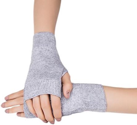 Women Short Fingerless Cashmere Wool Arm Warmer Gloves Winter Soft Wrist Hand Warm Gloves Mittens (grey)