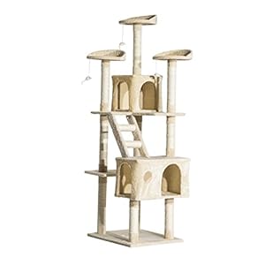 Rascador Gato Altura 180x60x50cm Arbol Poste Gato Arañar Centro Actividad Beige