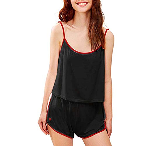 Preisvergleich Produktbild LIMITA Sexy Nachtkleid Damen Spitze Spaghettiträger Kurz Nachtwäsche Unterkleid Negligee Kurzarm Sleepwear