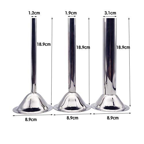 LiebHome Lot de 3 entonnoirs en acier inoxydable pour moulin à saucisses manuel, pour moulin à nourriture/viande, Ø 12 mm/?19 mm/?32 mm #22 Stainless Steel Funnels