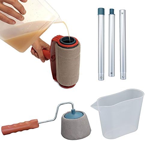 Iware 6Pcs Paint Roller Brush Handle Sponges Flocked Edger Room Wall Brush Tool