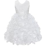 iEFiEL Girls Beading Bodice Flower Formal Wedding Bridesmaid Party Christening Dress Size 2-10 Years
