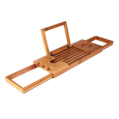 Preisvergleich Produktbild HUIJIN1 Bambus-Badewanne Caddy Tray (ausziehbar) Natürliches, umweltfreundliches Holz Integriertes Tablet, Smartphone, Wein, Buchhalter Luxus Multifunktionsregal, Bad gewidmet