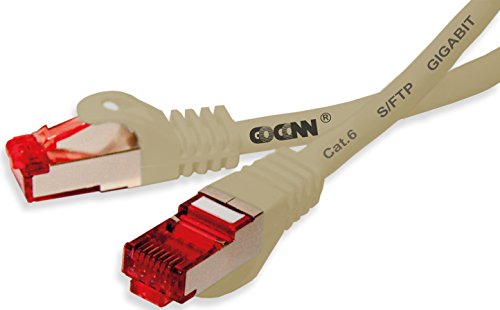 GoConn Patchkabel Cat6, 10m, grau mit Rastnasenschutz, S/FTP, PiMF, 250MHz, doppelt geschirmt