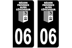 HADEXIA Autocollant Stickers Plaque immatriculation Voiture Auto département 06 Alpes-maritimes Logo Région Provence PACA Full Noir