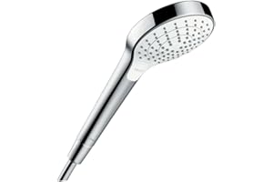 ‎HANSGROHE hansgrohe Croma Select S - Duschkopf, Handbrause mit 3 Strahlarten, runde Duschbrause (110 mm), Brausekopf mit Antikalk-Funktion, Weiß/Chrom, 26802400