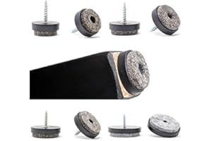KEAY VITAL PARTS Furniture Sliders. Floor Protectors with Soft Felt Gliders, Screw System. Made in Germany, (Black, 24mm Diameter, Pack of 16)