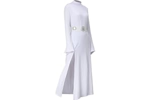 LIKUNGOU Princess Costume White Dress Robe with Belt Halloween Carnivals Cosplay Outfit for Women