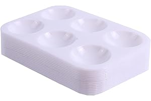 TOUROCMONT Pack of 12 Mixing Palette for Artists, Watercolours, Acrylic and Oil Painting, 6 Grids, 1 x Palette, White, Small (Rectangular - Pack of 12)