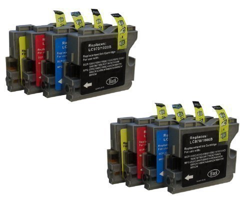 8 Druckerpatronen für Brother mit freier Farbauswahl ersetzt LC970 LC1000 DCP-130C DCP-135C DCP-150C, DCP-330C DCP-350C DCP-357C DCP-540C DCP-560CN DCP-750CW DCP-770CW MFC-235C MFC-240C, MFC-260C MFC-440CN MFC-465CN MFC-660CN MFC-680CN MFC-845CW MFC-885CW MFC-3360CN MFC-5460CN MFC-5860CN