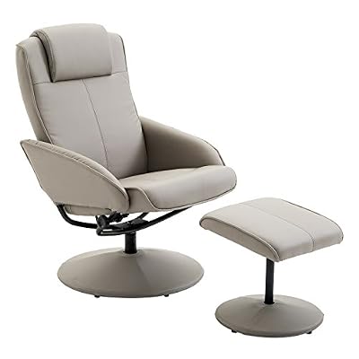 Homcom Fauteuil relax inclinable style contemporain avec repose-pieds simili cuir acier gris 60