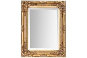 Select Mirrors Rhone Mirror - French Vintage, Antique Baroque Style - 42cm x 53cm - Chic Home Decor (Antique Gold)