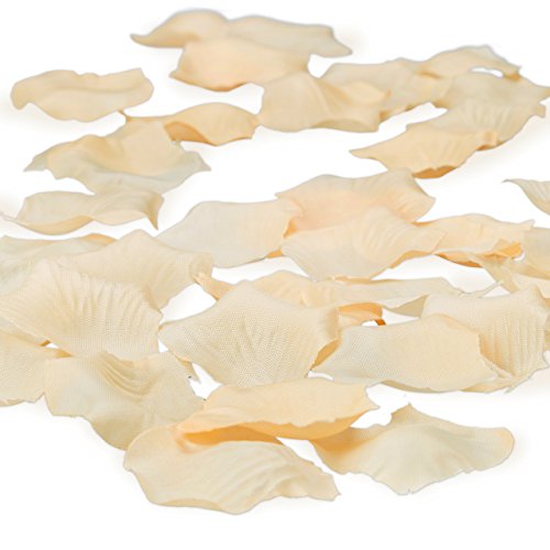 Relaxdays Rosenblätter champagner 500er Pack, künstlich, romantische Rosenblüten, Streudeko, Hochzeitsdeko, creme weiß - 3