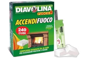 MAGAZZINI GM Diavolina Accendifuoco Classico,il n.1 in Italia, Accensione Istantanea Pratica Sicura per Camino, Stufa, Legna, Barbecue con Accendino GM (240)