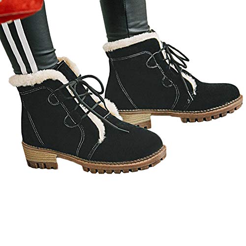 Preisvergleich Produktbild TianWlio Stiefel Frauen Winter Warm Schuhe Stiefeletten Boots Halten Schlüpfen Schneestiefel Weihnachten Freizeit Plus Samtschuhe Warm Halten Schnürung Rutschfest Runder Zeh Schneestiefel