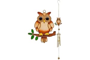 JONES HOME & GIFT Carillon éolien de jardin Chouette sur branche Idée cadeau