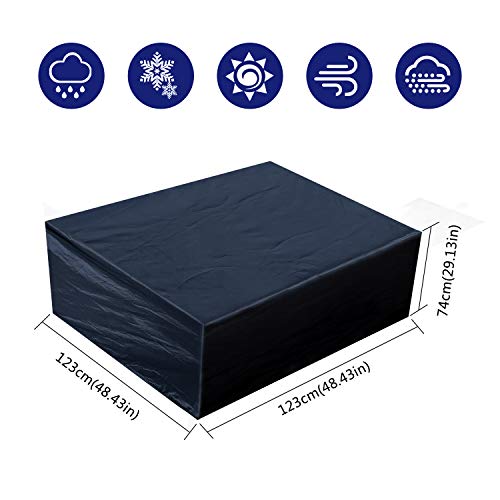 Fittolly Funda para Muebles de Jardín,Oxford Tela Rectangular Impermeable Poliéster, para Mesa y Silla de Jardín (123x123x74cm/ 48,4x48,4x29,1 in)