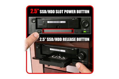 Icy Dock DuoSwap MB971SP-B – SATA Hot Swap Wechselrahmen für 2,5 Zoll (6,4cm) und 3,5 Zoll (8,9cm) SSD/HDD in 1x 5,25 Zoll (13,3cm) – Trägerlos - 6