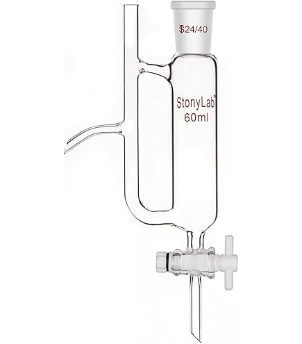 Labasics Glaschromatografie Kolom, Borosilicaatglas 24/40 Standaard Verbinding Chromatografie Kolom met Gefritte Schijf en PTFE Kraan, 300mm Effectieve Lengte 50 mm Kolom O.D