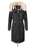 Dieser Damen Kapuzenmantel hält dank seiner dicken Fütterung super warm und ist durch das große Kunstfell ein echter Eyecatcher bei Outdoor Aktivitäten