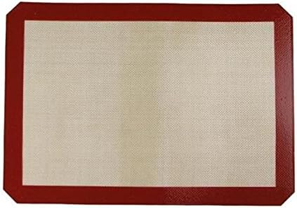 Marbeine Set of 2 cuission Oven Baking Mat Pad 42 x 29.5 cm Non-Sticky Silicone Baking Sheet, Non-Slip Silicone Pastry Mat Red