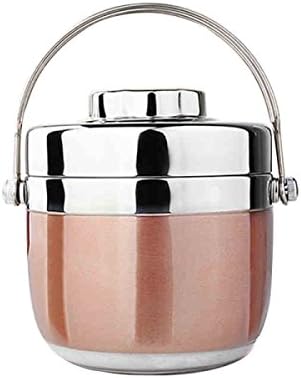 RFVBNM Rose Gold Portable packed lunch package heat preservation Lunch package isolation soup barrels stainless steel student picnic bento box,1.2l