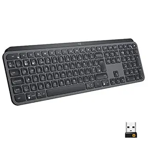 Logitech MX Keys Advanced Illuminated Wireless Keyboard, Bluetooth, Tactile Responsive Typing, Backlit Keys, USB-C, PC/Mac/Laptop, Windows/Linux/iOS/Android - Graphite Black