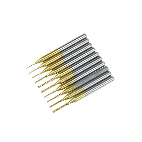YCNK 10pcs titannitriert Carbide 0.6mm-1.5mm Schaftfräser -Stich-Spitzen CNC Frässtifte Set (ST0.6-1.5mm-10Ti)