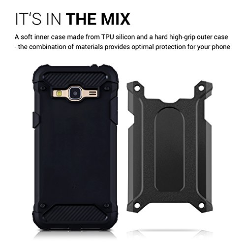 kwmobile Funda para Samsung Galaxy J3  2016  DUOS - Carcasa  h  brida  de  TPU  con dise  o Transformer en  Antracita Negro 