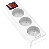 Garza Power &ndash; 3-Way Power Strip | Without Cable | with Switch | Multiple Thief | Child Protection | White