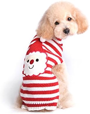 Cute Soft Christmas Style Red/White Striped Santa Pet Puppy Dog Sweater Jumper Clothes Coat (L)