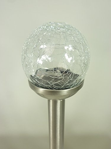 3 x LED Solarleuchten Solar-Glaskugel Ena mit Farbwechsel Solarspieß Kugel Crashglas Bruchglas Optik Gartenleuchte Gartenstecker Solarstäbe Solarlampe Dekoration - 2