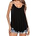 Produktbild OverDose Damen Casual Sommer Tops Strand Ärmellos Frauen Lose beiläufige O Neck Plissee Flowy Tank Tops T-Shirt Freizeit Oberteile Tees Pullis (L, Black)