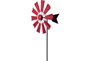 QMCAHCE Molinillos de viento de metal cinético de doble dirección, rotación de 360 grados, para patio al aire libre, césped, jardín, molino de viento (rojo)