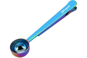 SKINGWA Cuillère à café avec pince à sac, cuillère avec pinces scellées multifonction pour lait en poudre cuillère à doser 20 ml (couleur arc-en-ciel)
