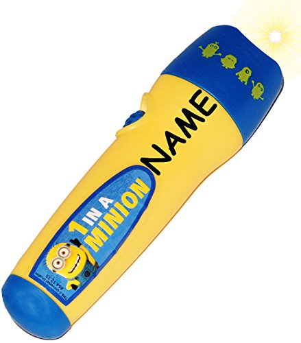 Preisvergleich Produktbild LED Taschenlampe - " Minions - Ich einfach unverbesserlich " - incl. Name - mit Batterie - für Kinder Lampe / Licht Auto - Kindertaschenlampe für Jungen & Mädchen - Jungentaschenlampe - Mädchentaschenlampe / Leuchte - Taschenleuchte - Minion / Mark Dave Stuart Bob Kevin - Despicable Me - Projektor