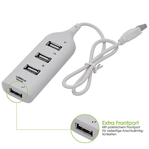 Evolution 4-Port Mini Hub USB 2.0 weiß | 4 Highspeed Ports | für Notebook, PC, Laptop usw - 3
