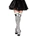 Price comparison product image Ladies Sexy Long Stockings Skull and Crossbones Thigh High Skater Punk School Girl Goth Rock Tattoo Pirate Steampunk Black White Striped Stripey Accessory