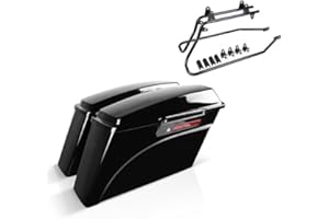 CRAFTRIDE Set with Side Case and Luggage Carrier Compatible with Harley Davidson Heritage Softail Classic 88-17 Latch Black