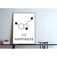 Poster: happiness, die Formel fürs Glück - chemische Formel Serotonin C10H12N2O