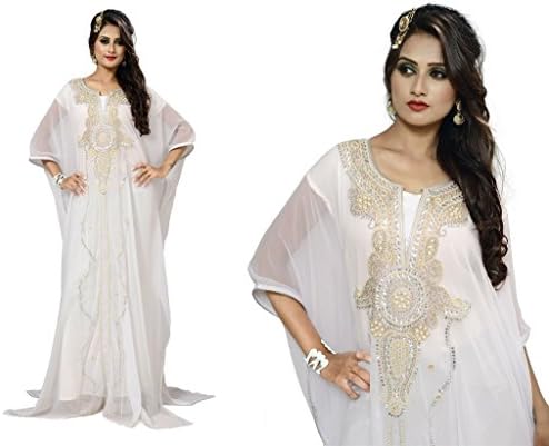 OKS Women's Kaftan Farasha Maxi Dress N26- White